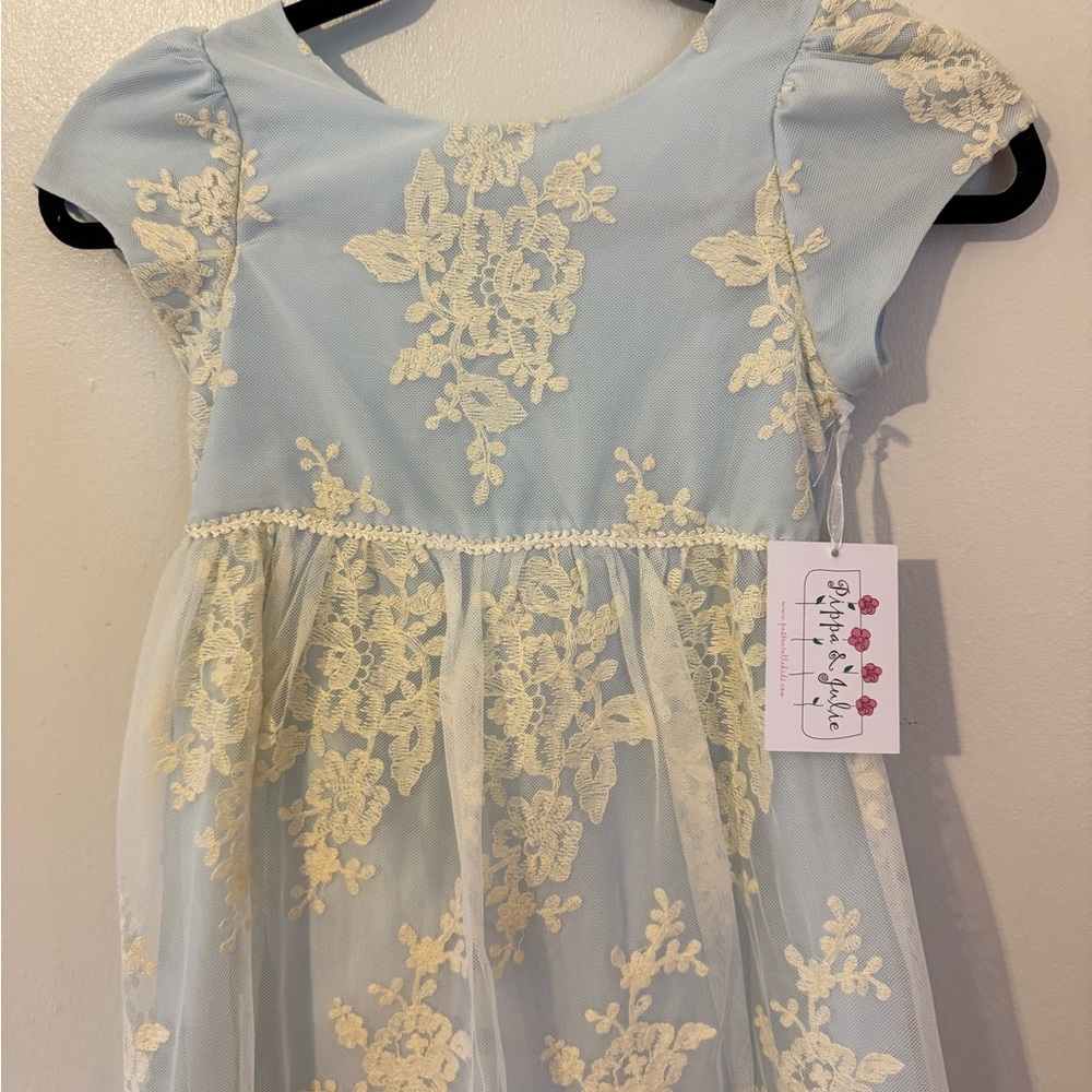 Pippa & Julie Blue Puff Sleeve Sundress for Weddings. New with tags